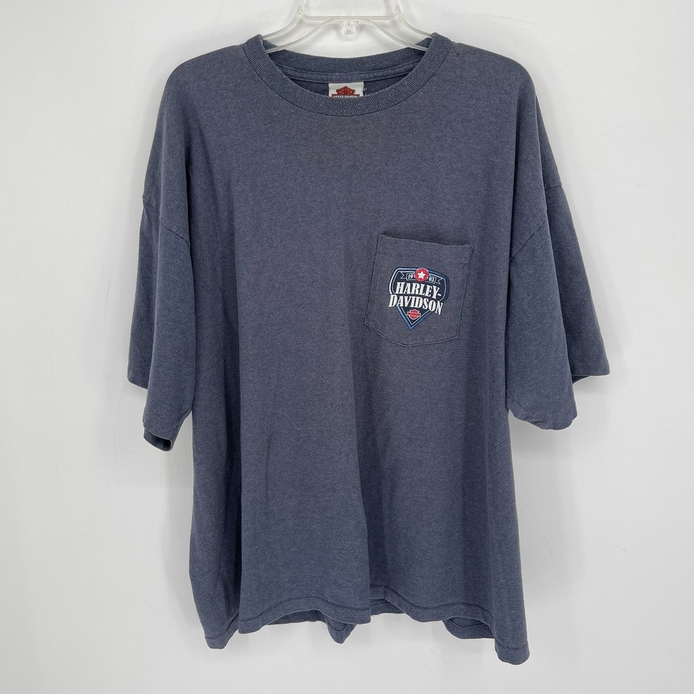 Harley-Davidson Men's Vintage Blue Charlotte North Carolina Graphic T-Shirt‎ 2XL